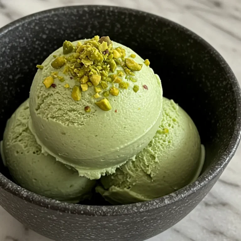 The Best Vegan Ninja Creami Recipes (Healthy & Simple) 22 A scoop of pale green pistachio ice cream, a unique idea for vegan ninja creami recipes.