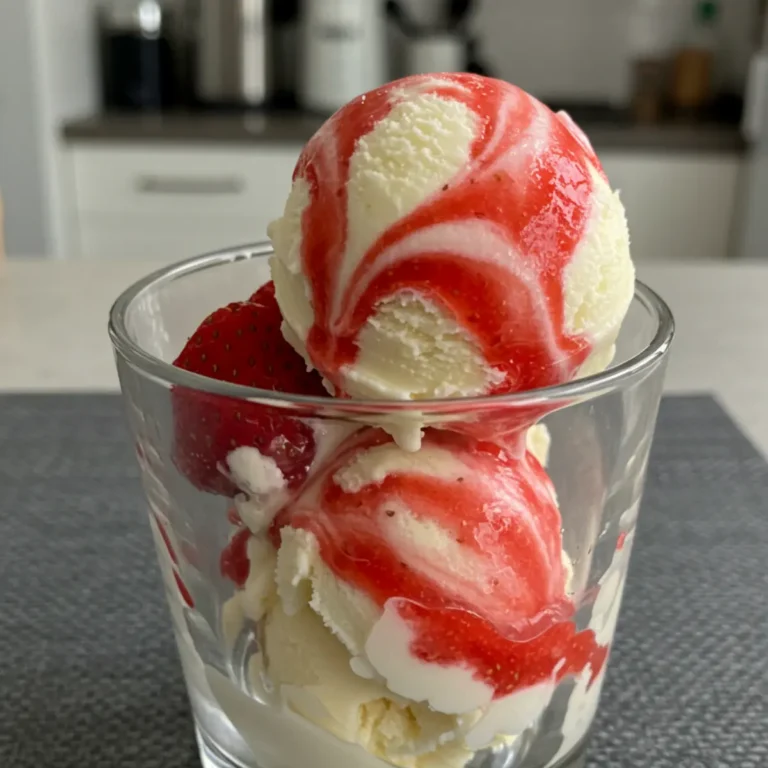 The perfectly smooth texture of homemade ice cream from a Ninja Creami vanilla ice cream recipe without cream cheese.