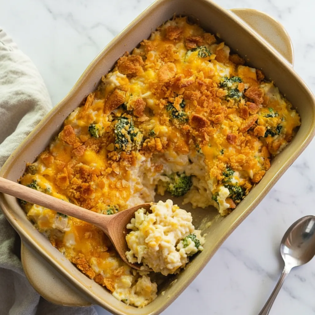 Creamy Cheddar Chicken Broccoli Rice Casserole