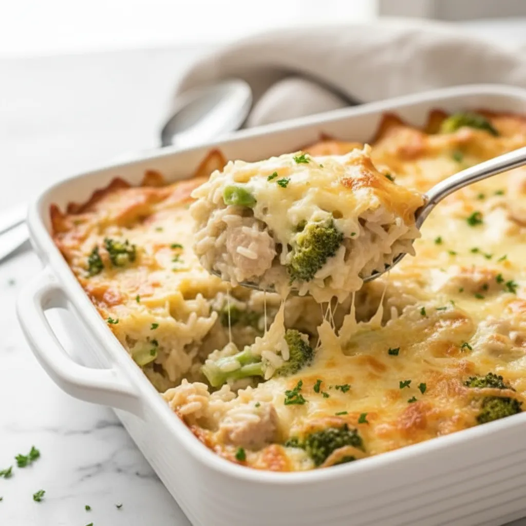 Easy Creamy Chicken Broccoli Rice Casserole