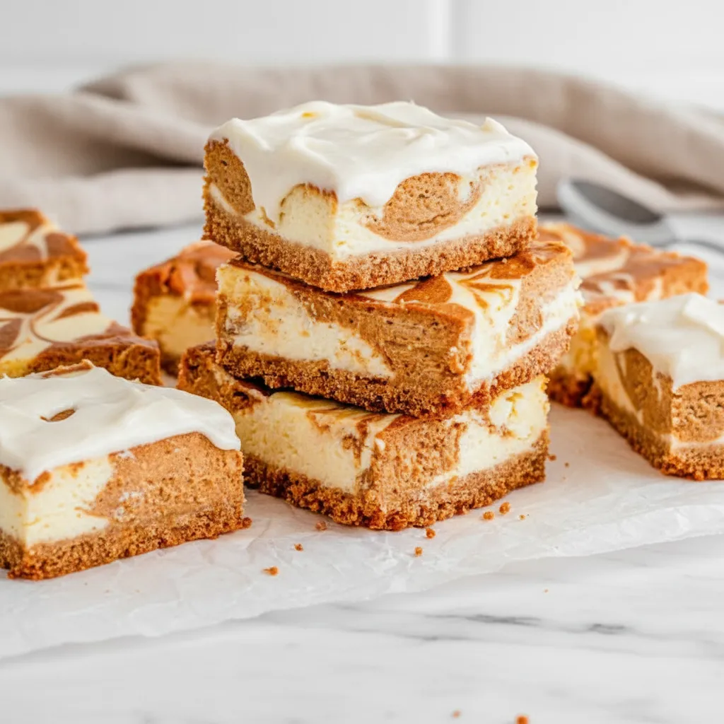 Easy Pumpkin Swirl Cheesecake Bars