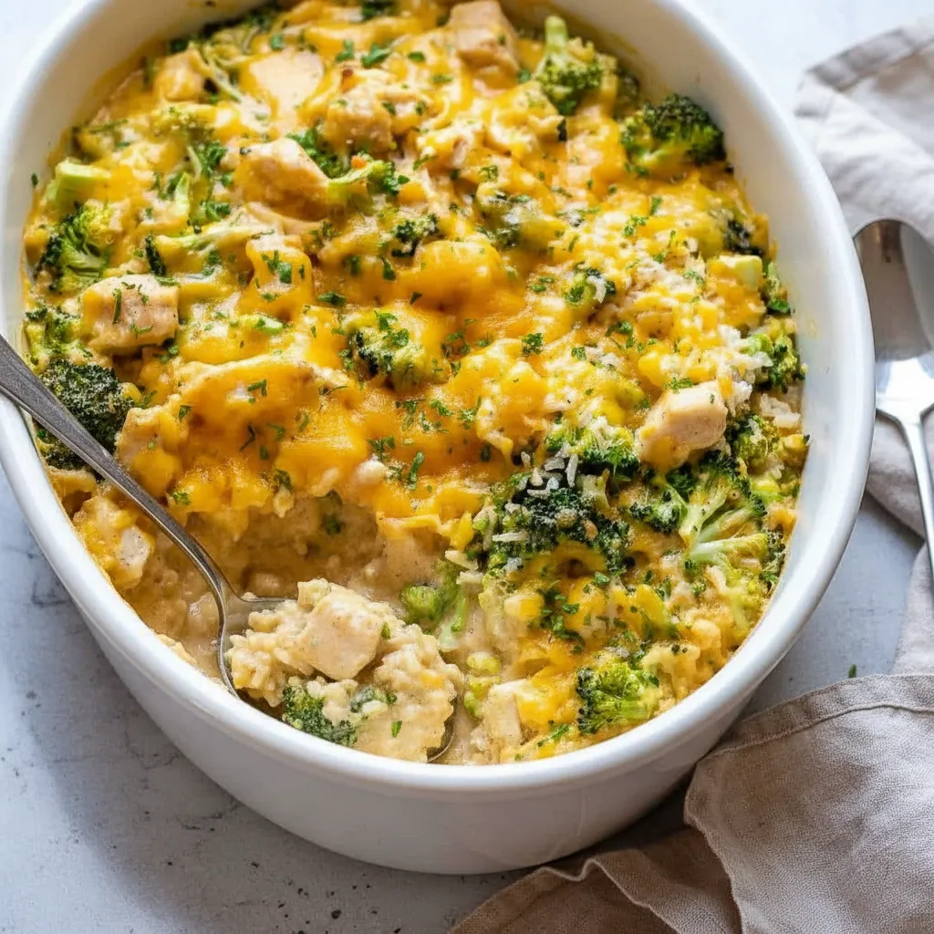 Healthy Chicken Broccoli Rice Casserole Bake
