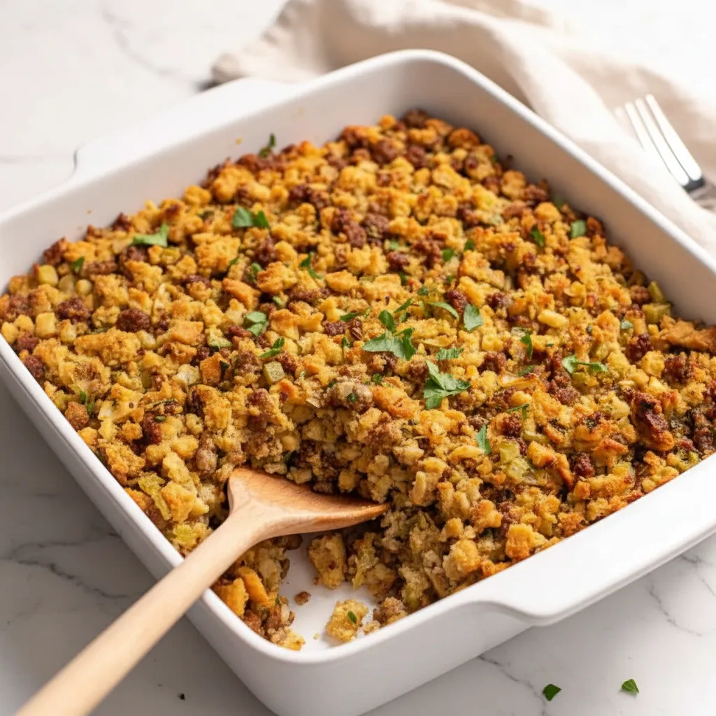 Easy Sausage and Stuffing Casserole Recipe (with Stove Top)