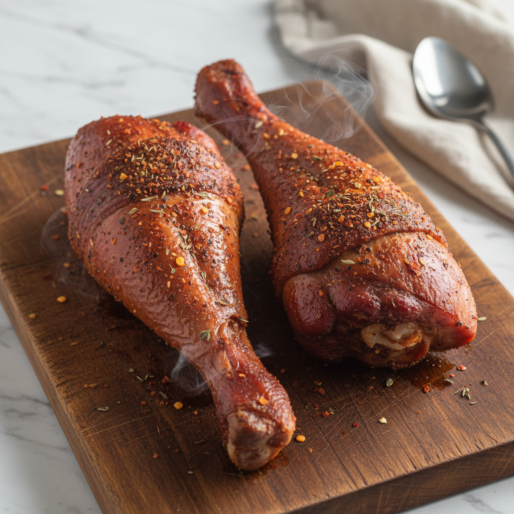 Smoked Spatchcock Turkey Legs with Spicy Dry Rub