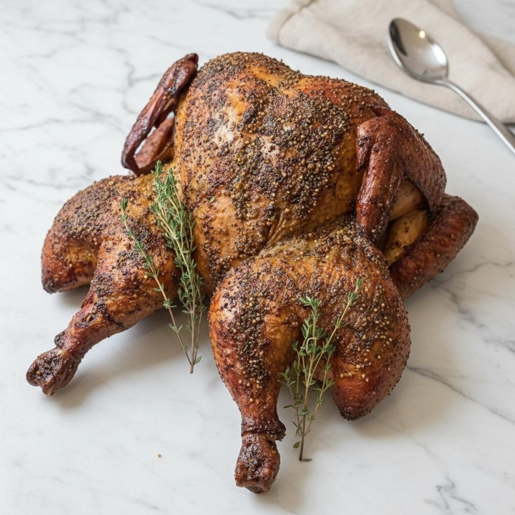 Juicy Oven Roasted Spatchcock Turkey Recipe for Holidays 2 Spicy Herb Butter Smoked Spatchcock Turkey