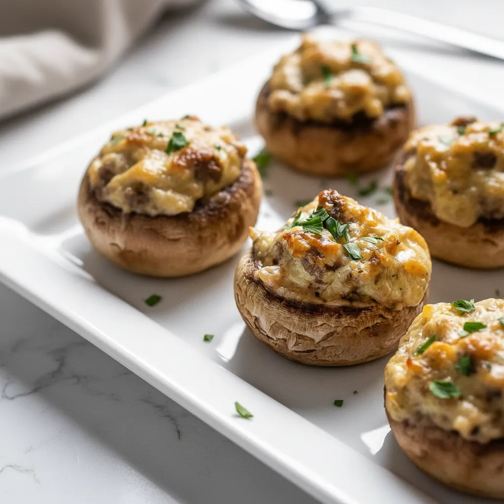 Amazing Holiday Party Appetizers Spicy Sausage Mushrooms