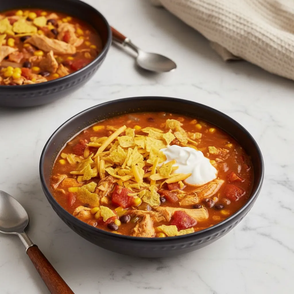 Best Cheesy Taco Soup with Dorito Topping