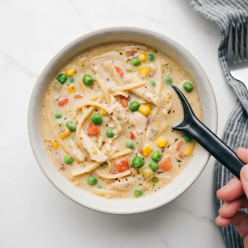 Easy Chicken Noodle Soup with Frozen Veggies