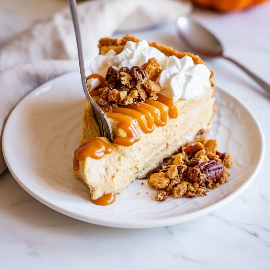 Easy No Bake Pumpkin Cheesecake with Graham Crust