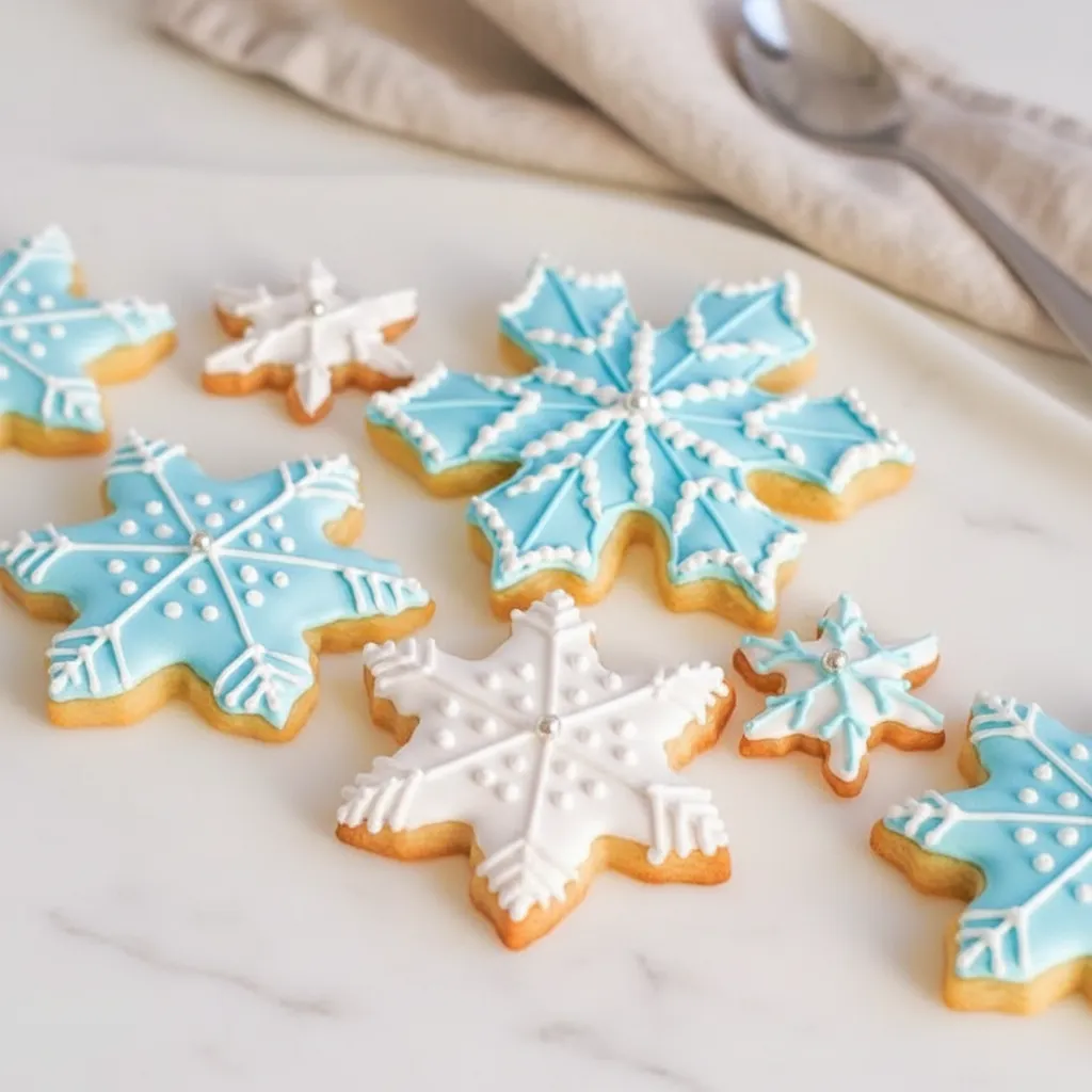 Easy Royal Icing Christmas Cookies with Snowflakes