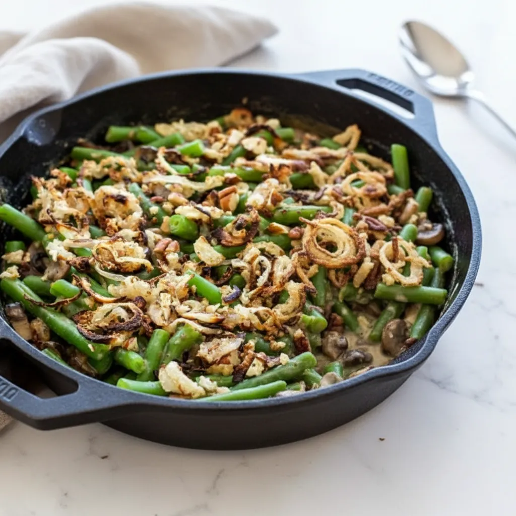 Healthy Best Green Bean Casserole Thanksgiving with Pecans