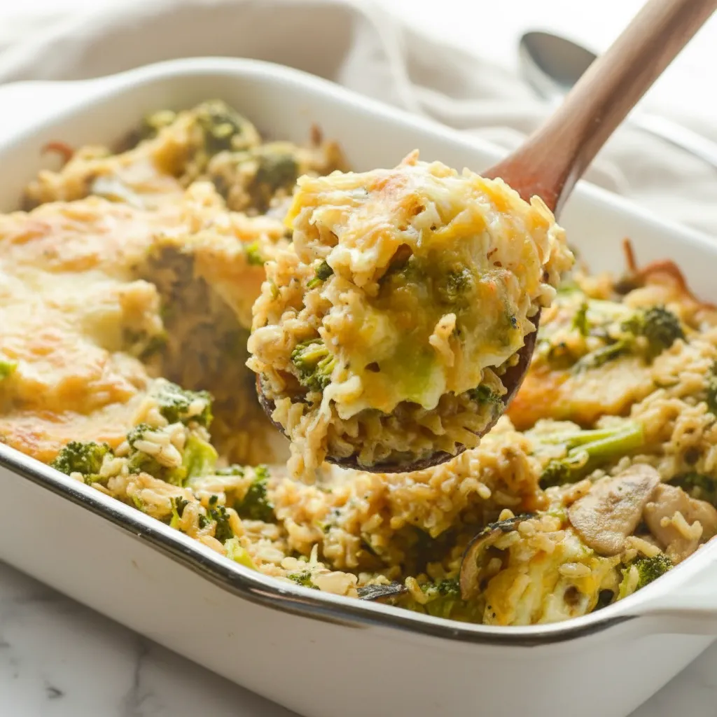Healthy Broccoli Cheese Rice Casserole with Brown Rice