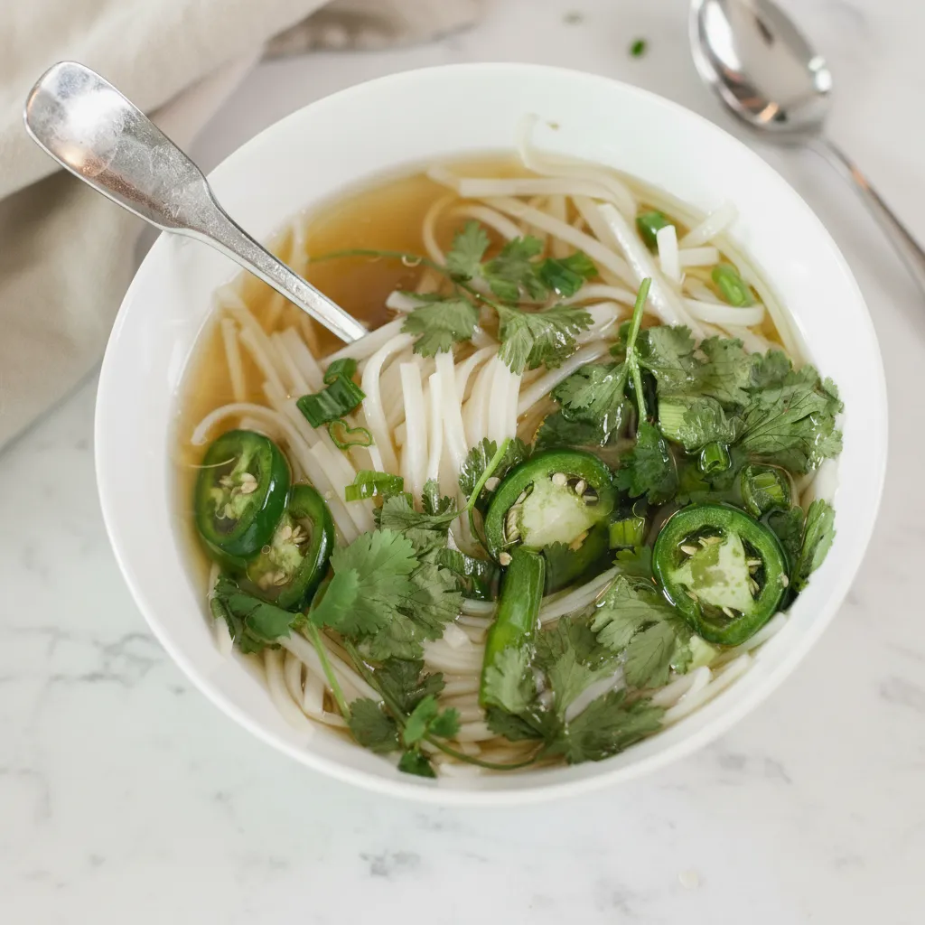 Healthy Chicken Noodle Soup Homemade with Jalapeno