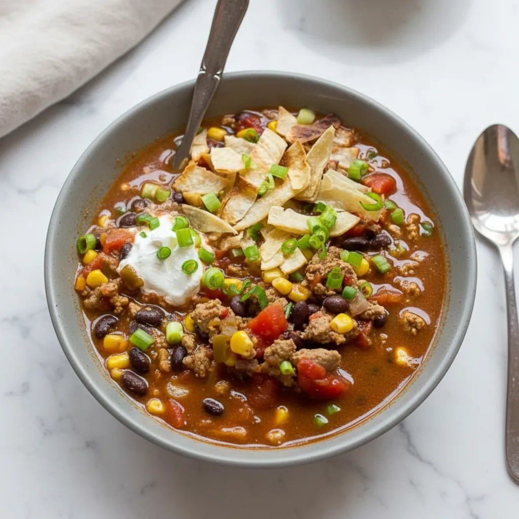 Healthy Turkey Taco Soup with Black Beans