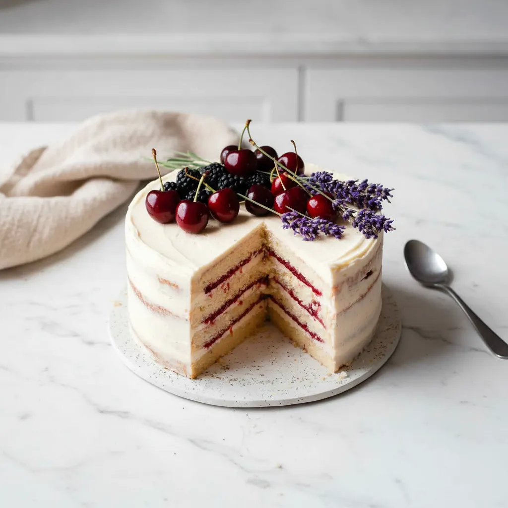 Perfect Vintage Birthday Cake with Cherry Topping