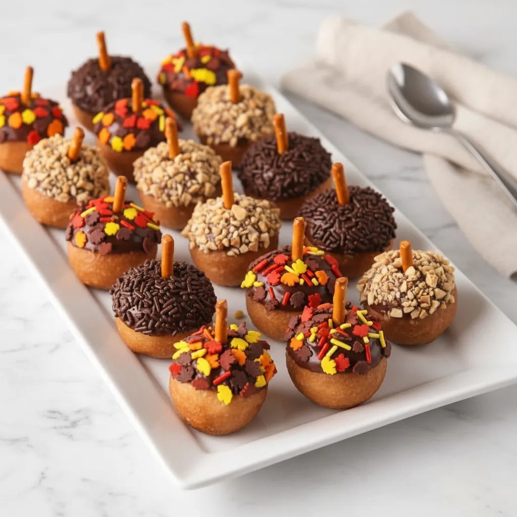 Simple Acorn Donut Holes Fun Thanksgiving Desserts