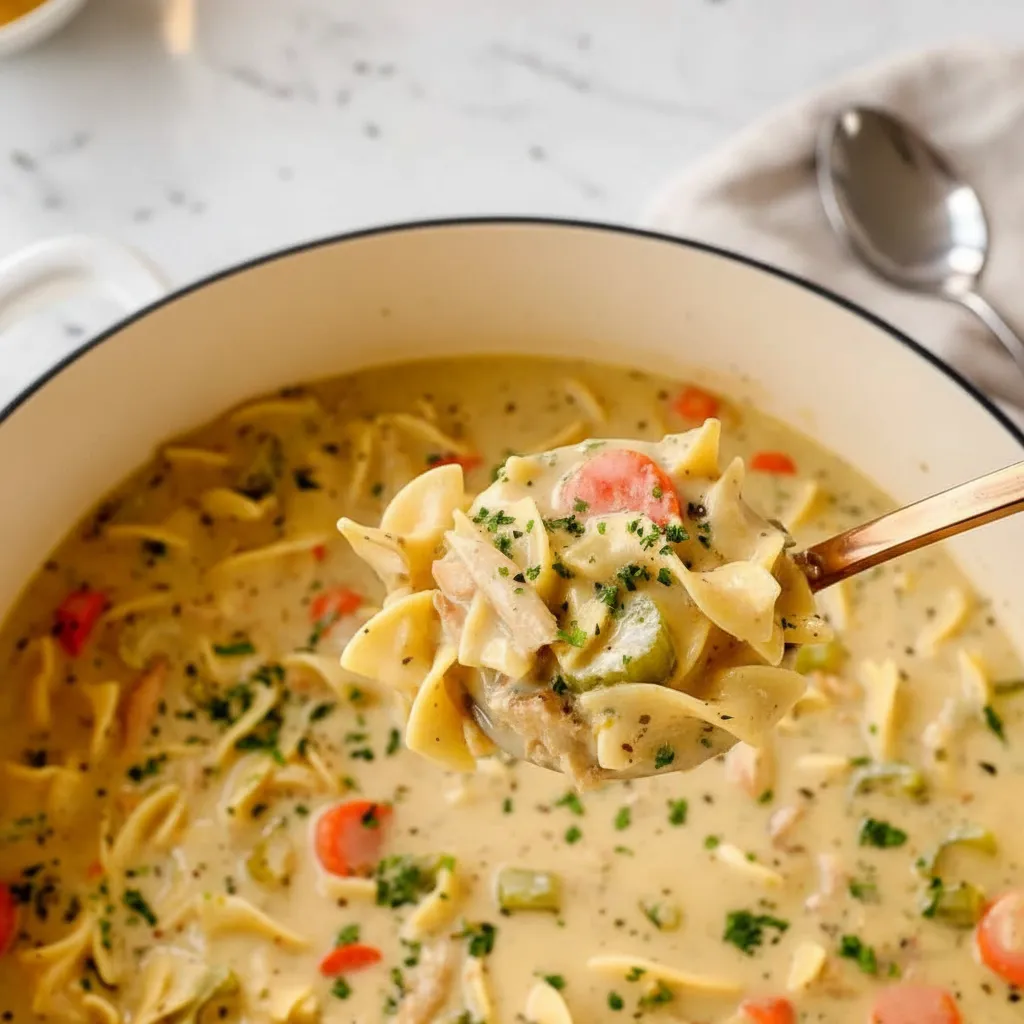 Delicious Spicy Creamy Chicken Noodle Soup