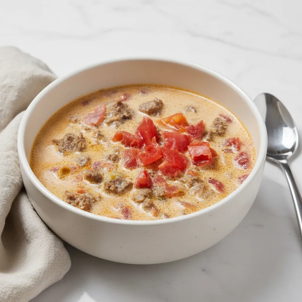 Easy Creamy Ground Beef Taco Soup Recipe