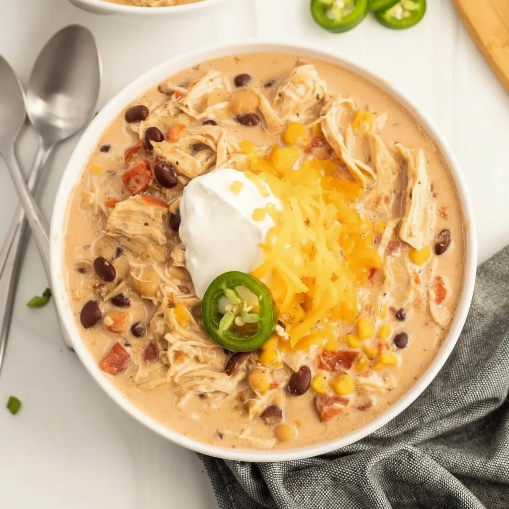 Easy Crockpot White Chicken Chili with Cream Cheese