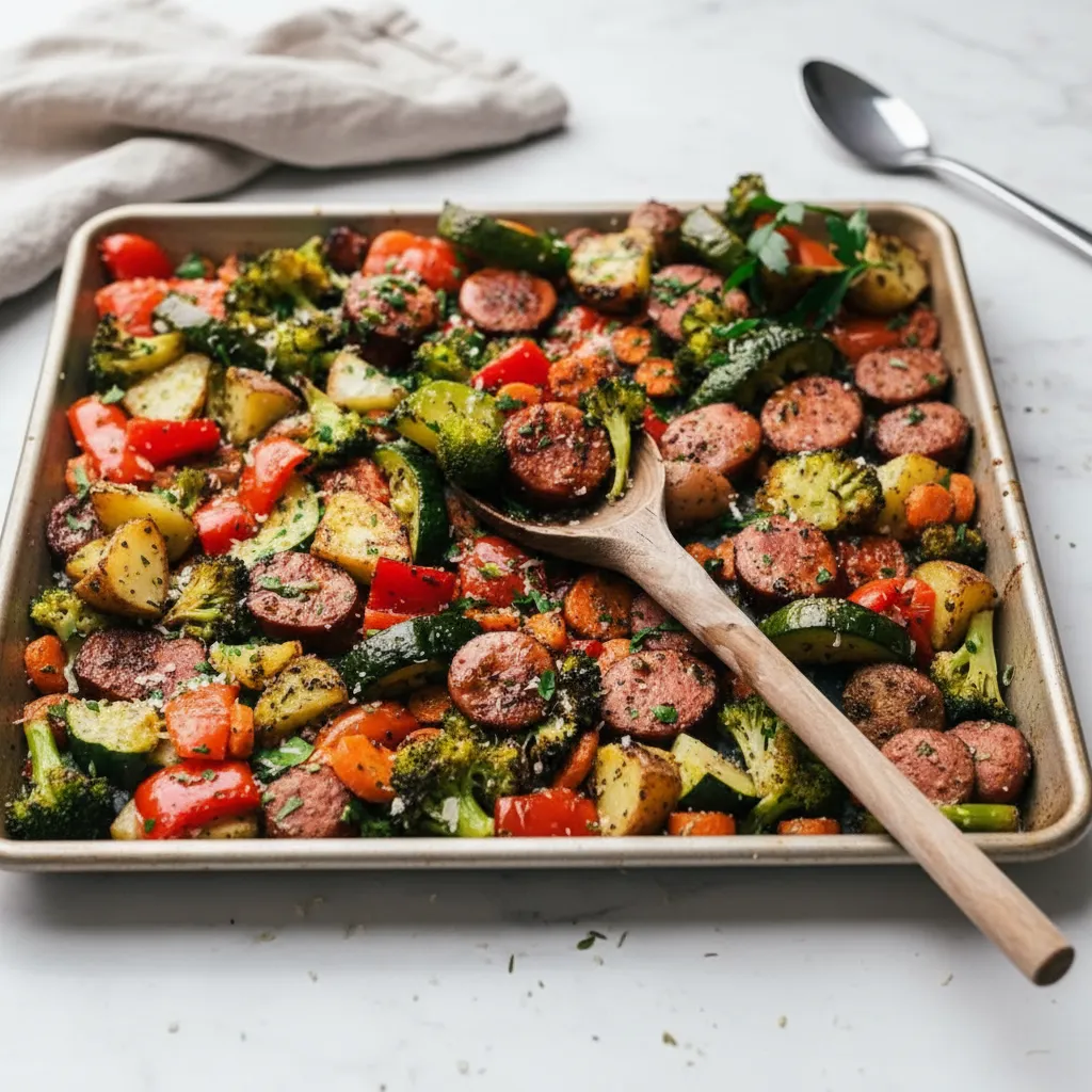 Easy Spicy One Pan Sausage and Veggies for Family