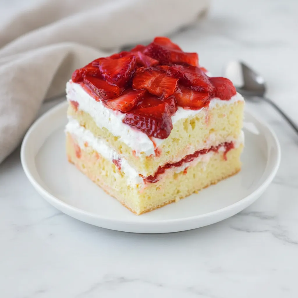 Easy Strawberry Shortcake Cake with Whipped Cream