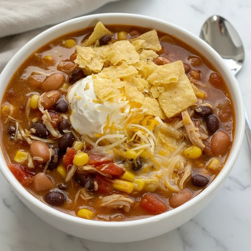 Healthy 7-Can Taco Soup Crock Pot Recipe Easy