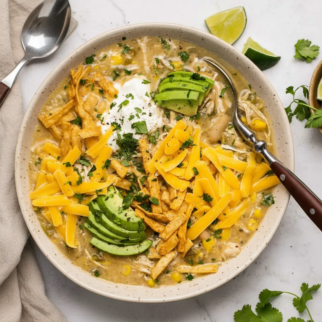 Healthy Crockpot White Chicken Chili with Beans