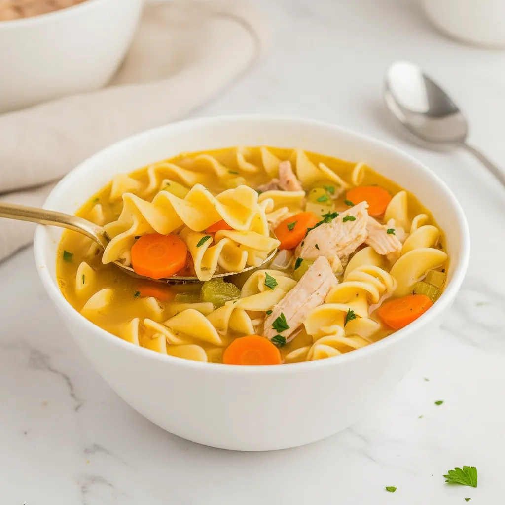 Simple Chicken Noodle Soup Homemade with Chili