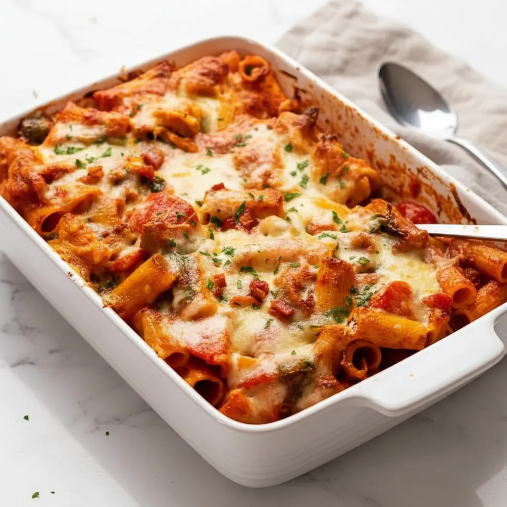 Amazing Spicy Baked Chicken Penne Pasta