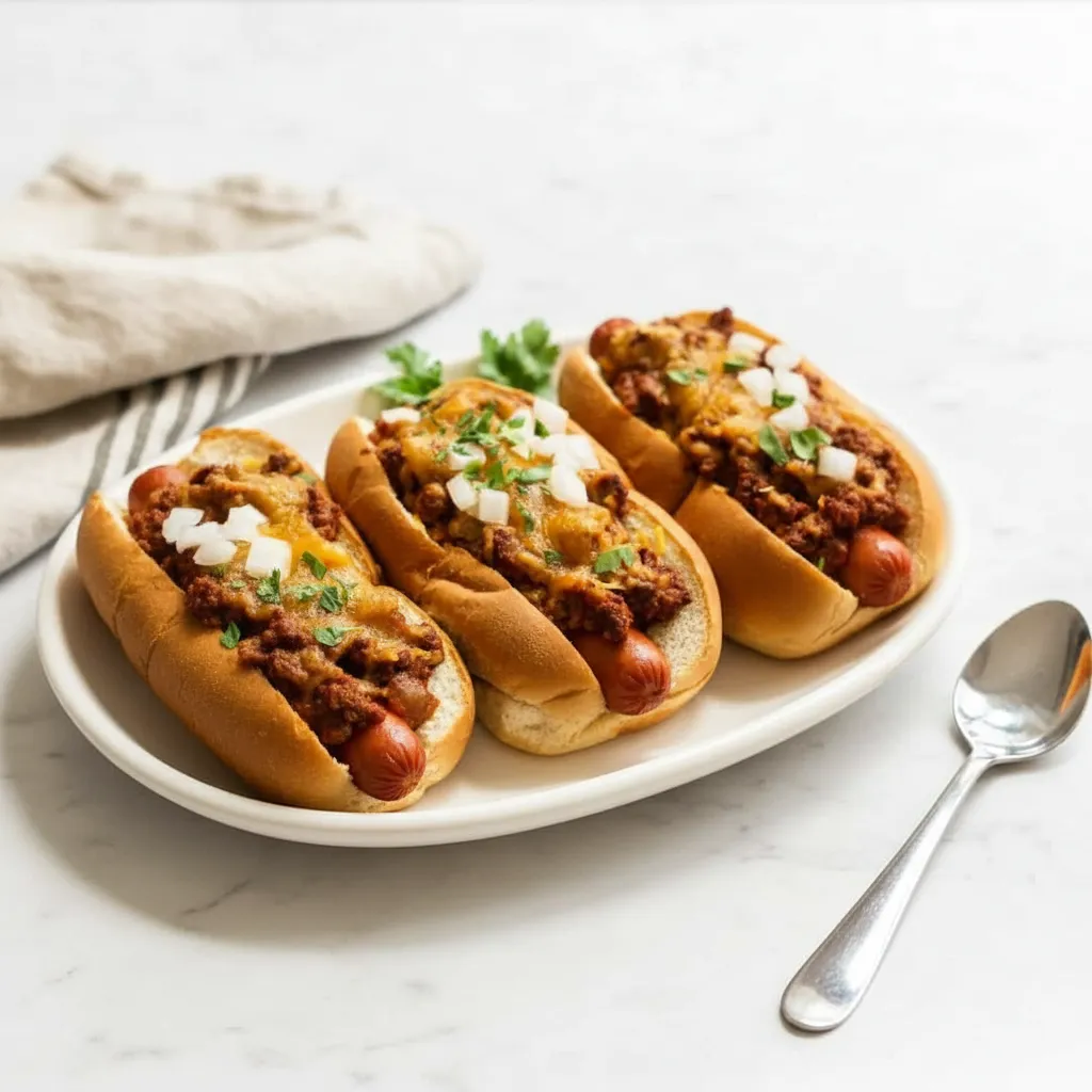 Easy Loaded Hot Dogs with Chili and Cheese
