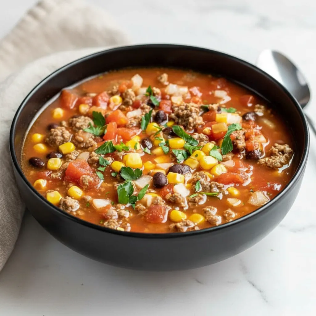 Easy Taco Soup Crock Pot with Ground Beef