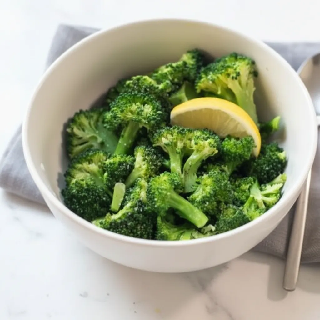 Healthy Steamed Broccoli in Microwave with Lemon