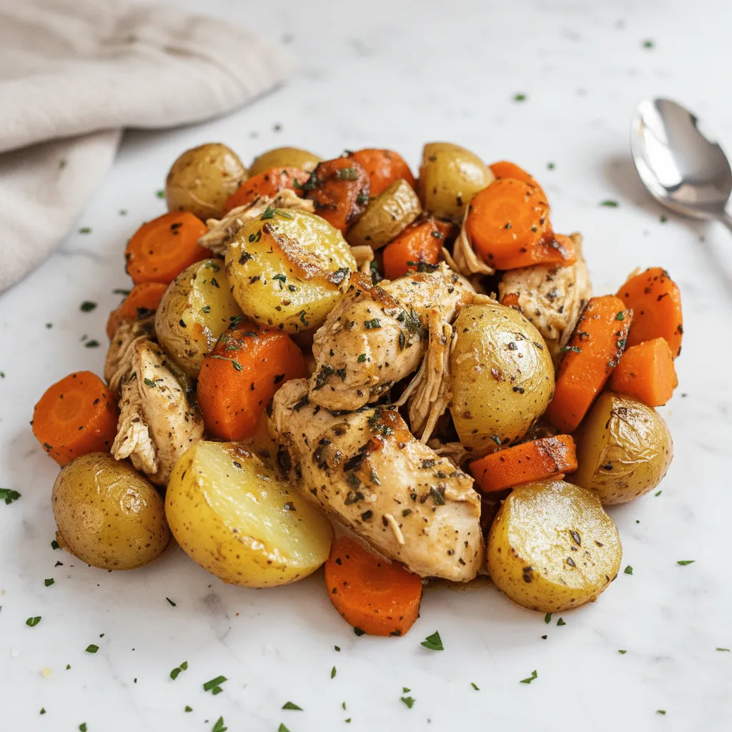 Crock Pot Garlic Butter Chicken with Potatoes and Carrots