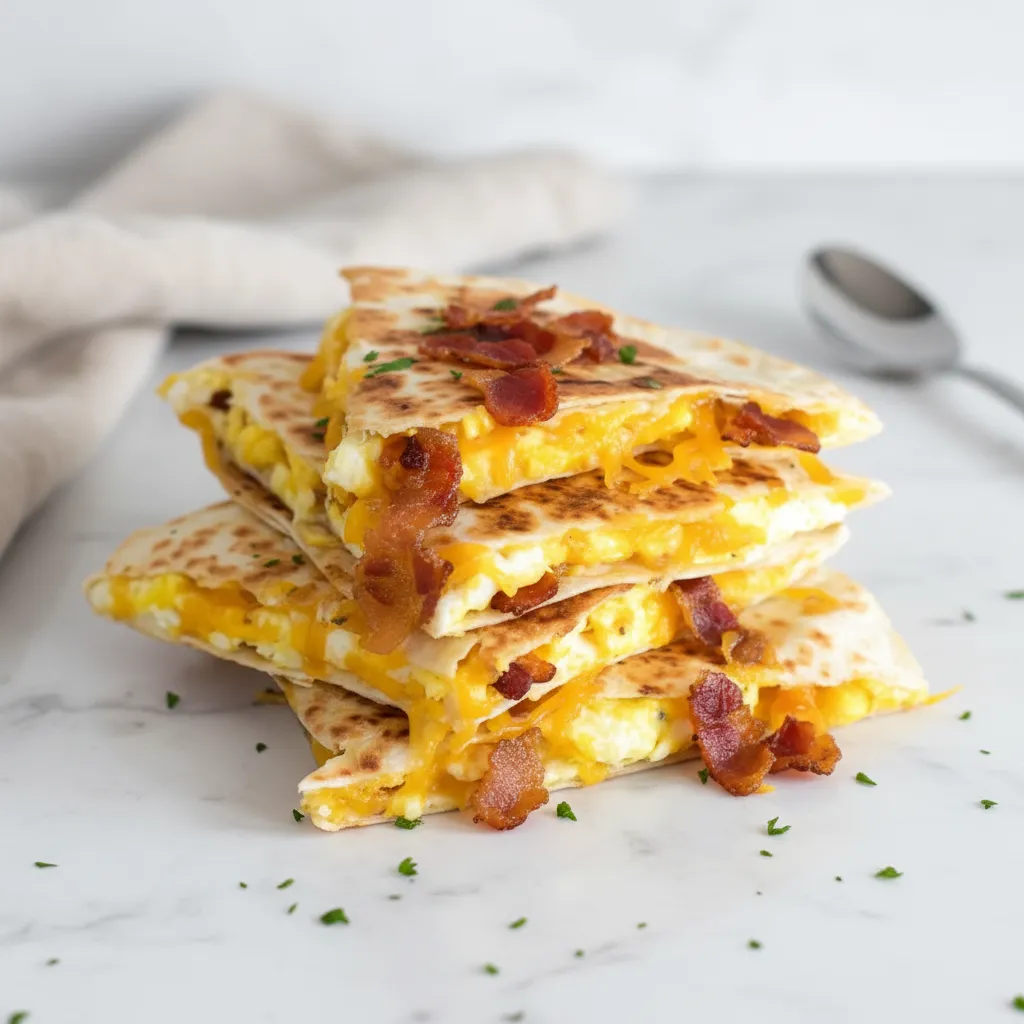 Delicious Bacon Egg and Cheese Quesadillas for Breakfast!