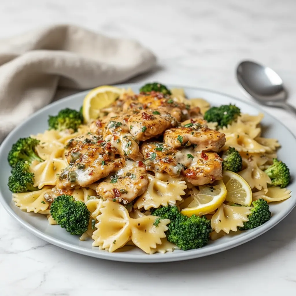 Delicious Cowboy Butter Lemon Chicken Pasta with Broccoli Recipe