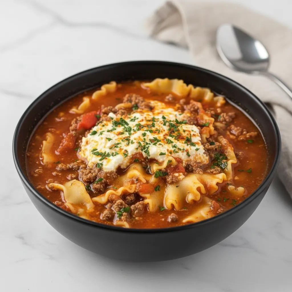 Easy Slow Cooker Lasagna Soup Recipe