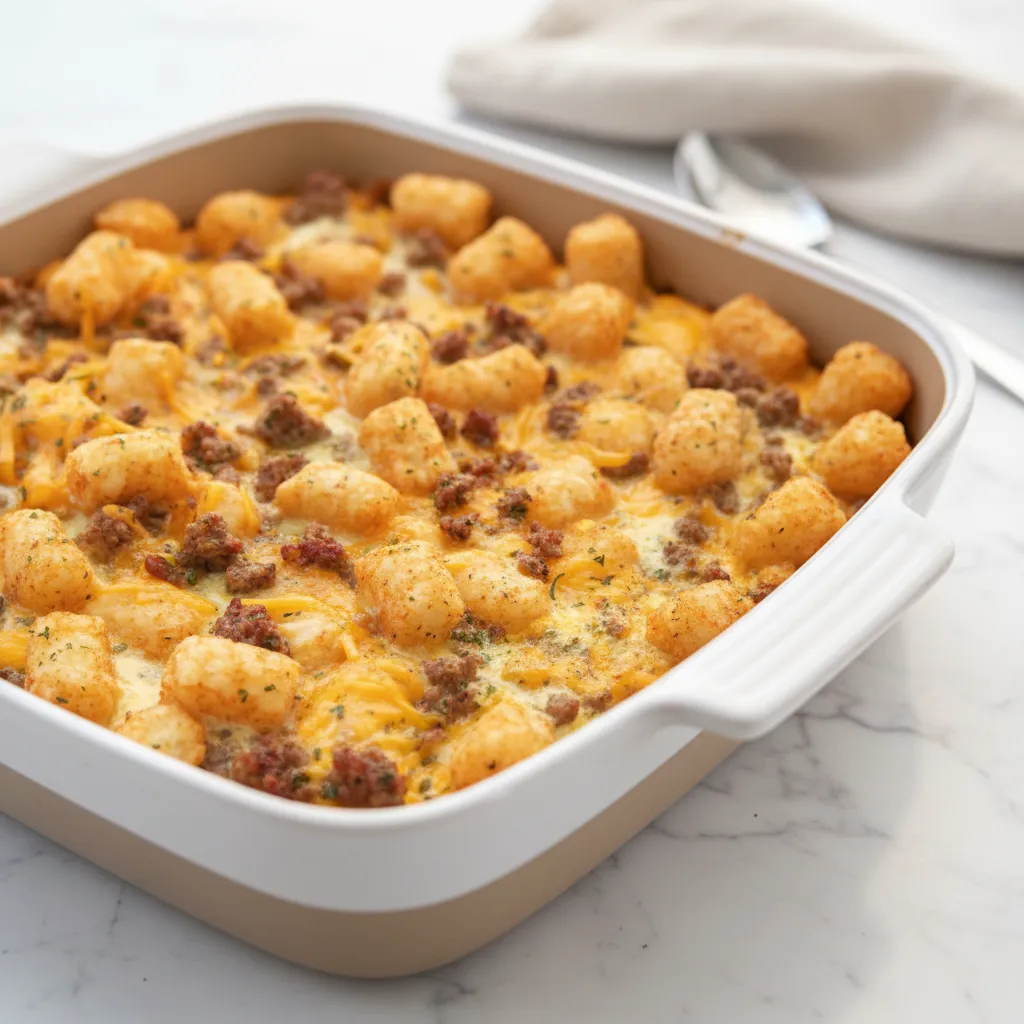 Easy Tater Tot Sausage Breakfast Casserole Recipe
