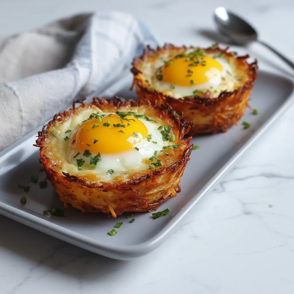 Eggs in Crispy Hash Brown Baskets