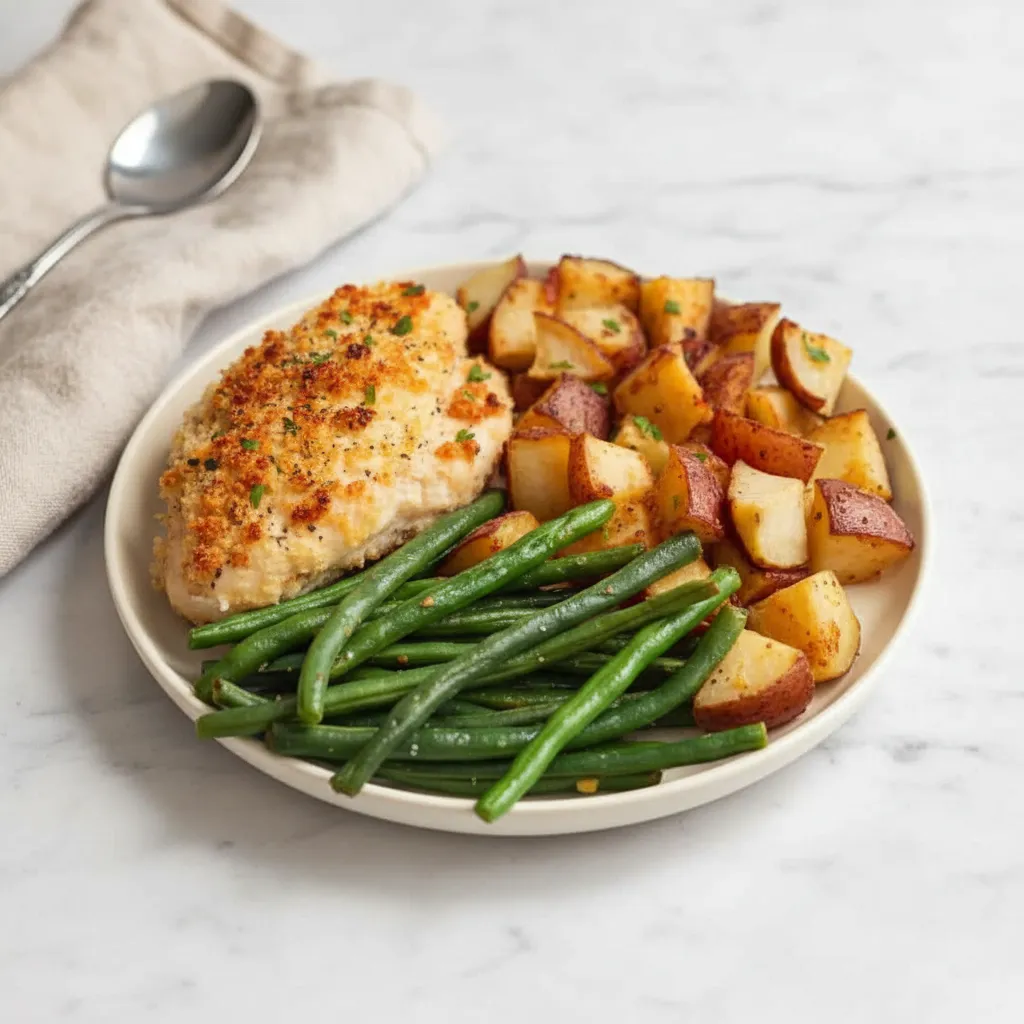 Parmesan Crusted Sheet Pan Chicken Dinner Recipe