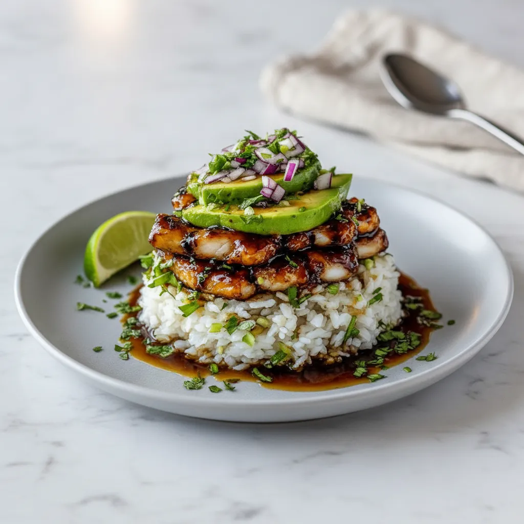 Tangy Honey Lime Chicken Dinner with Avocado Rice Stack Recipe