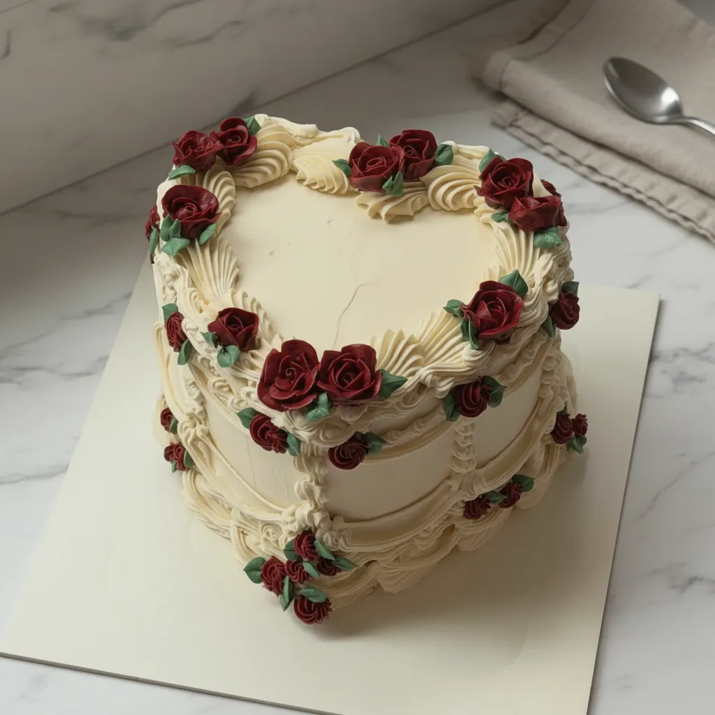 Vintage Aesthetic Birthday Cake: Elegant Rose Design