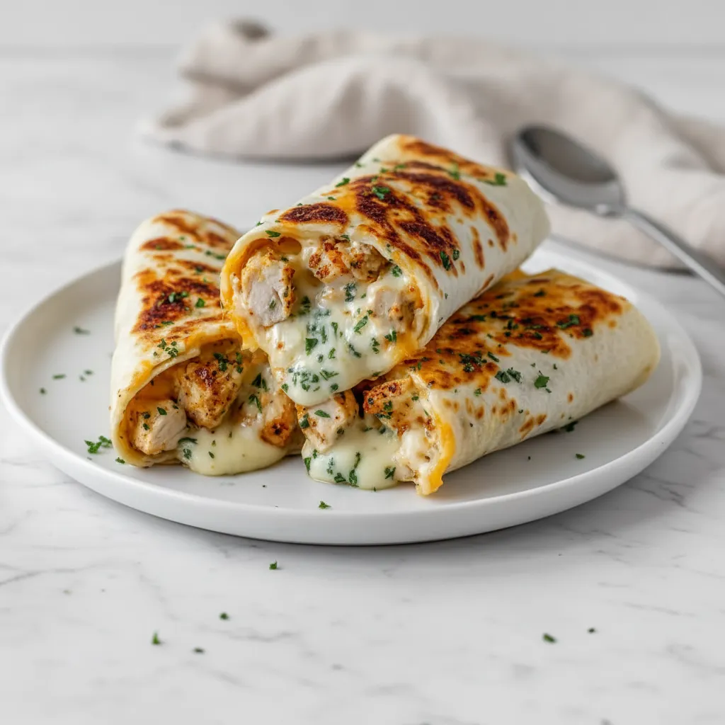 Cheesy Garlic Chicken Wraps | Quick Low Carb Delight