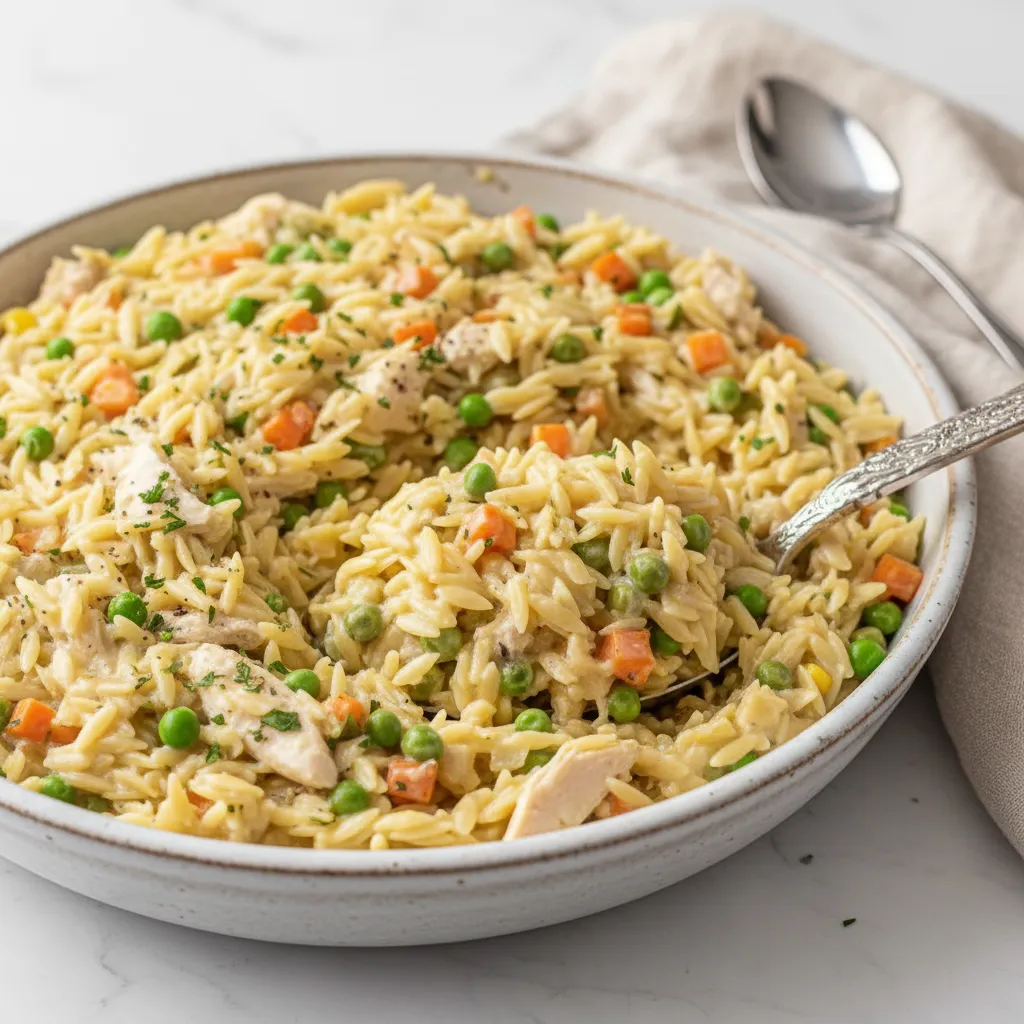 Creamy Chicken Pot Pie Orzo: A One-Pot Comfort Food Delight