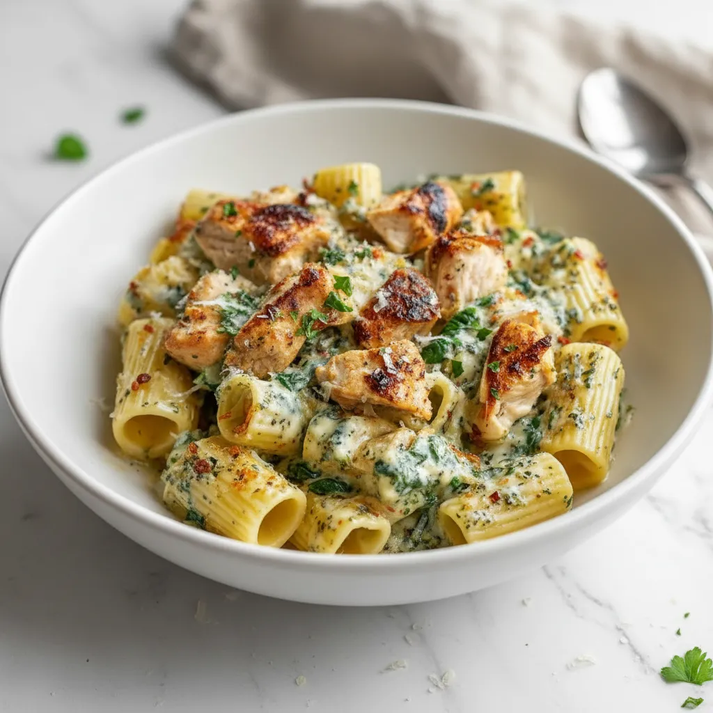 Creamy Pesto Chicken Pasta Bake | Easy Weeknight Dinner