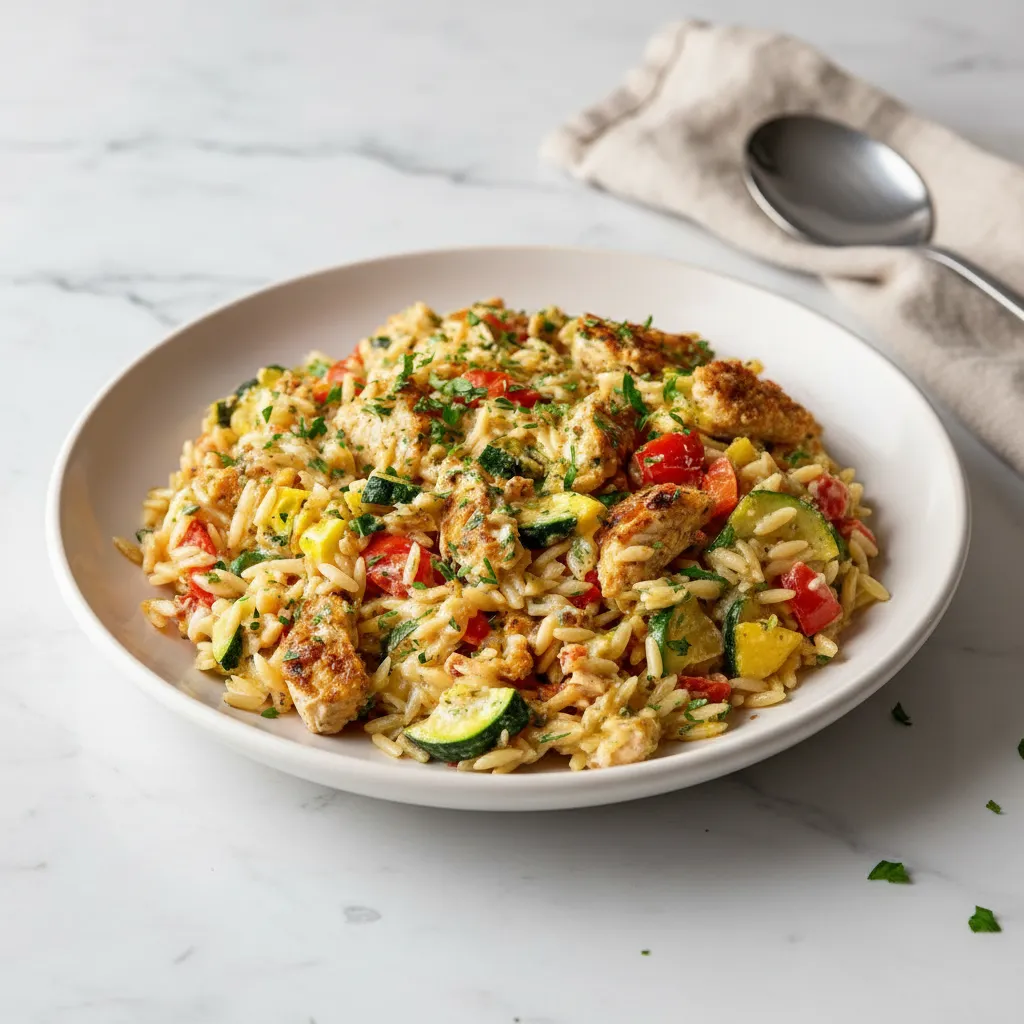 Easy Boursin Orzo Bake Recipe: Creamy One-Pan Chicken & Veggies