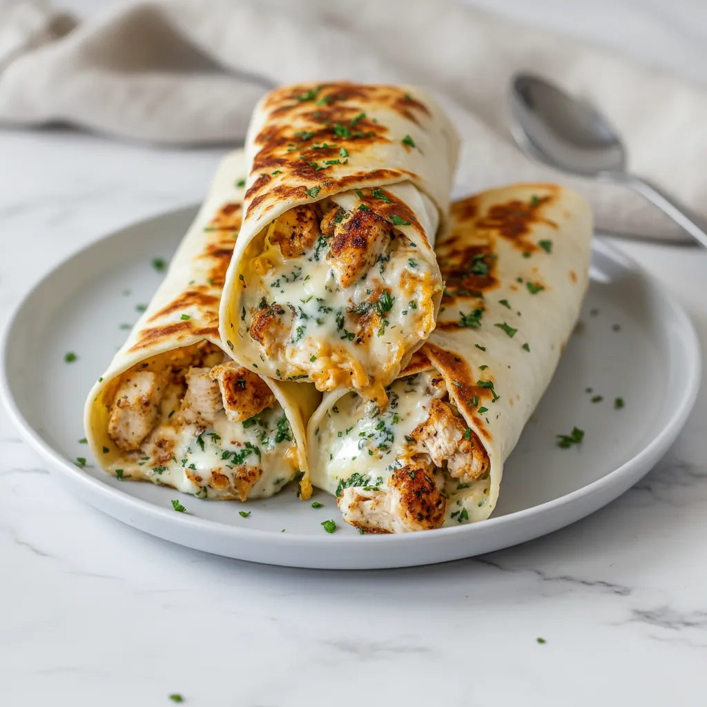 Easy Cheesy Garlic Chicken Wraps Recipe