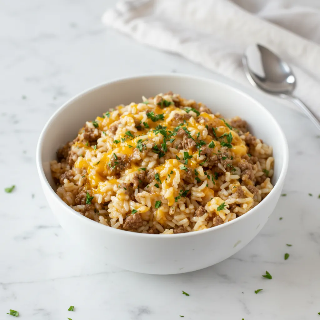 Easy Cheesy Ground Beef and Rice Casserole Recipe