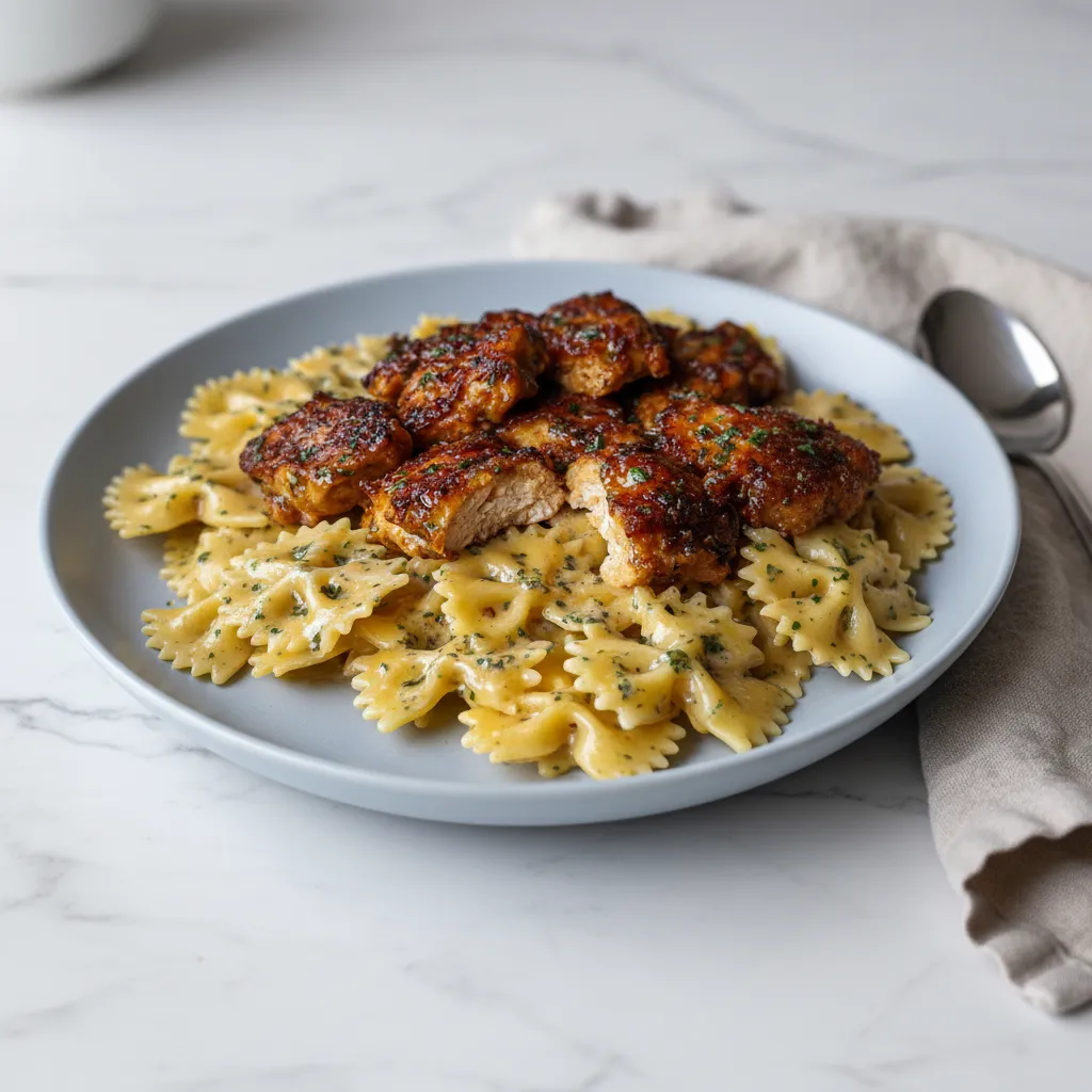 Easy Garlic Butter Chicken with Bowtie Pasta Dinner