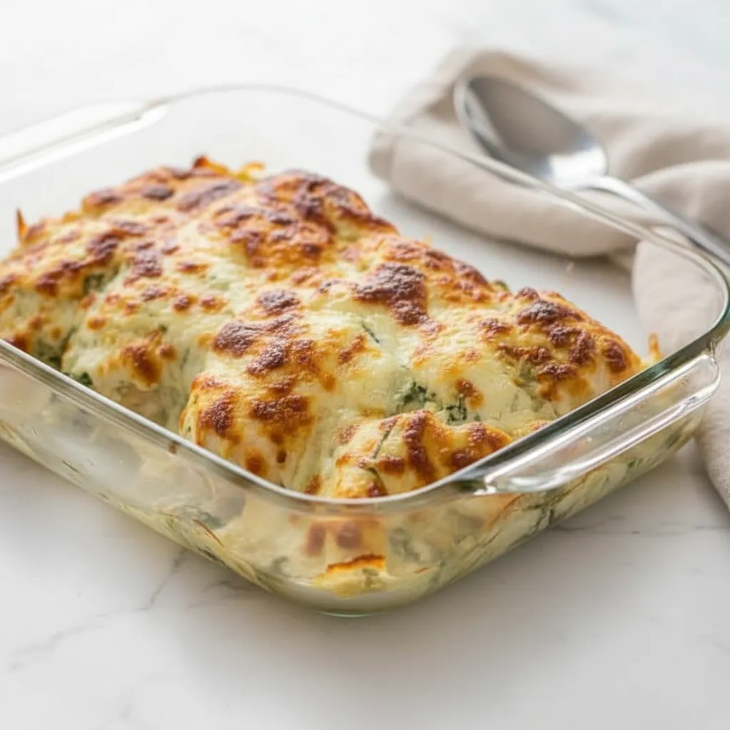 Healthy Spinach Artichoke Chicken Casserole Bake