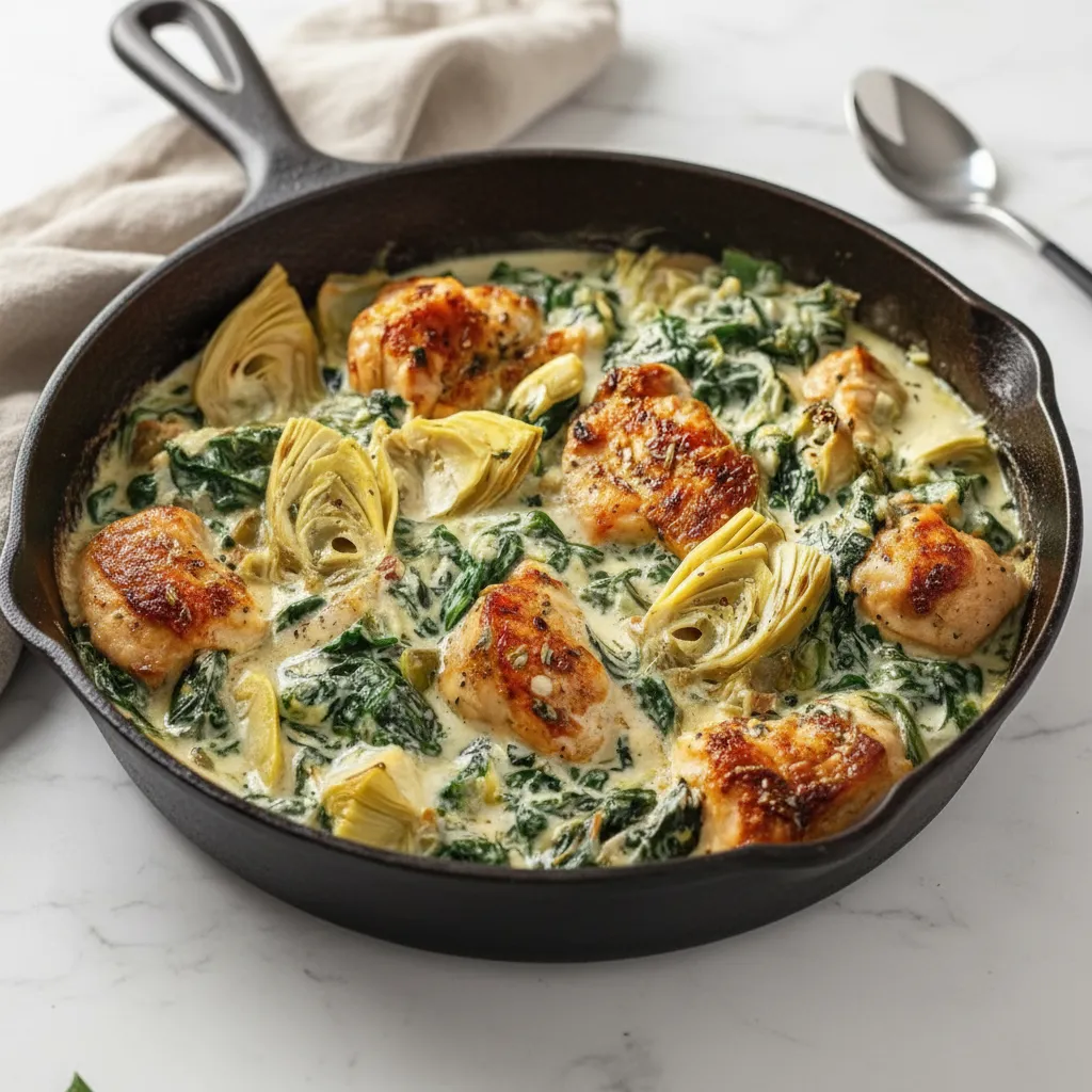 High-Protein Spinach and Artichoke Chicken Casserole